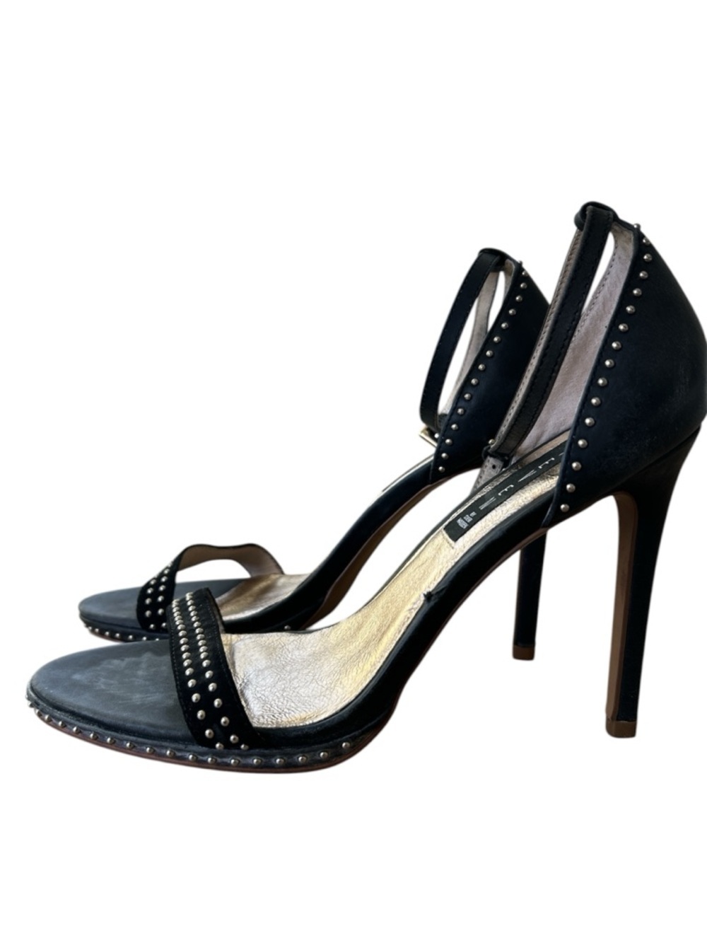 Steve Madden Black Studded Ankle-Strap Heels - Picture 5 of 8